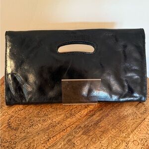 Katrina Black Patent Leather Clutch